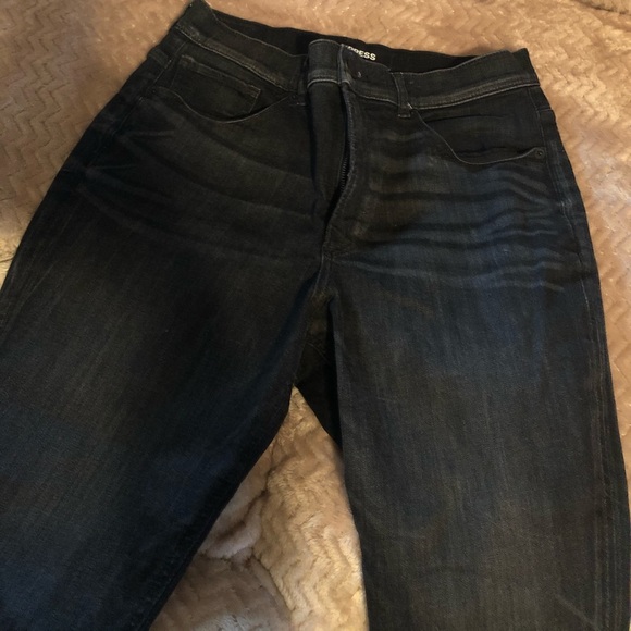 Express High waisted dark stretched jean leggings - Picture 2 of 6